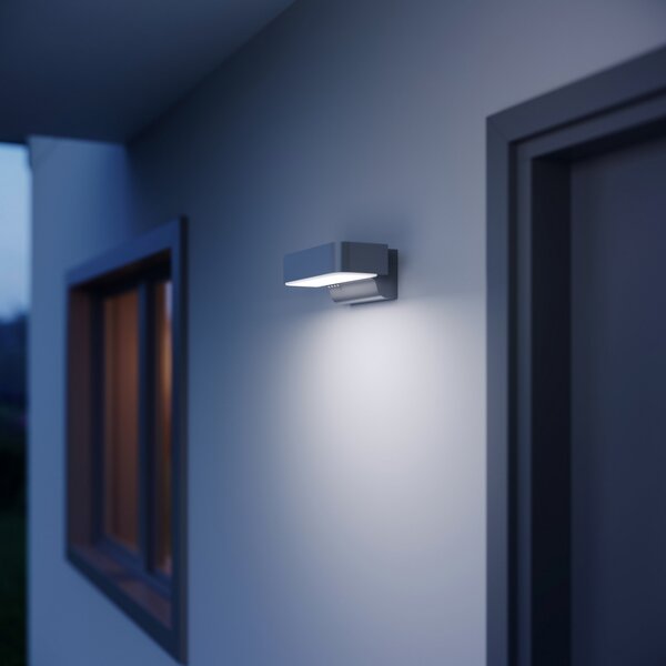 STEINEL LED външна стенна лампа L 800 SC, сензорна, сребриста, Сив, Алуминий, Модерен