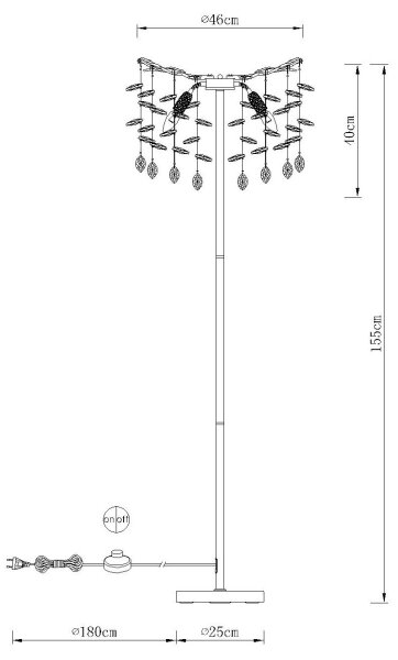 Globo 64138SG - Подова лампа QUEENA 5xE14/40W/230V златна