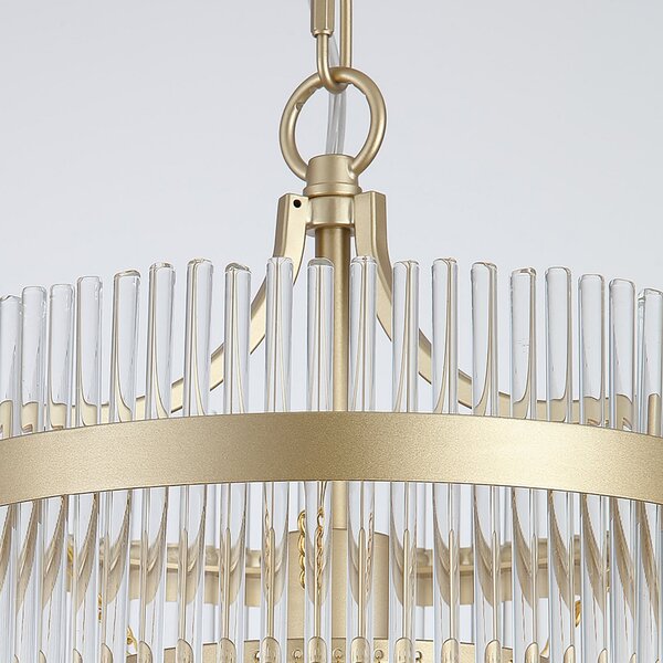 Searchlight Висяща лампа Lara, Ø 26 cm, златист/прозрачен, стъкло/метал, Затъмняване, Злато / месинг, Дневна/трапезария, Стъкло