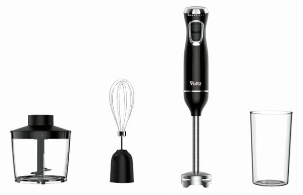 Пасатор Oliver Voltz OV51112WSC, с кана, чопър и бъркалка, 800W, 2 степени на работа, 700ml/500ml обем, черен