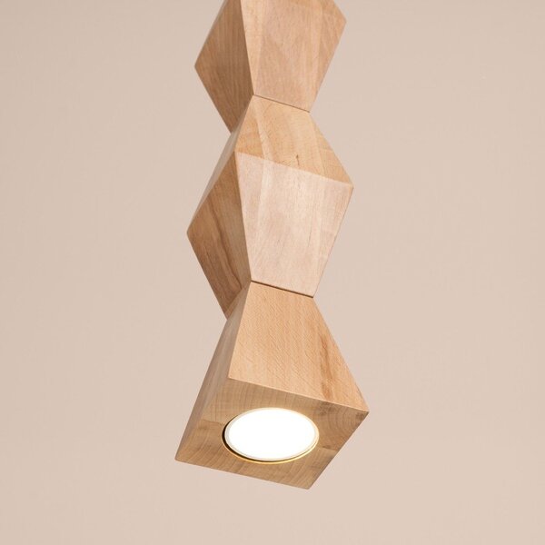 Висящо осветително тяло от масивен бук в естествен цвят ø 8 cm Cubo – Sollux