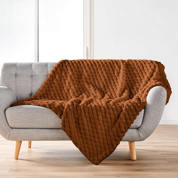 Светлокафяво одеяло от микроплюш 220x240 cm Frosty – douceur d'intérieur