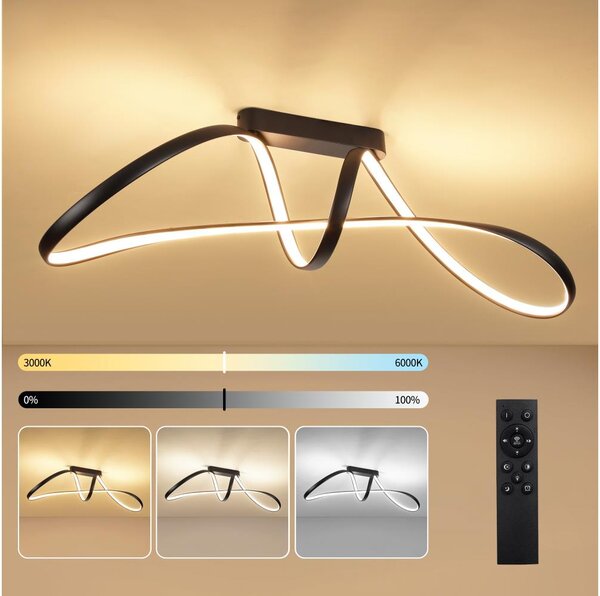 Brilagi-LED Димируем повърхностно монтиран полилей TWISTER LED/60W/230V 3000-6000K черен+ДУ