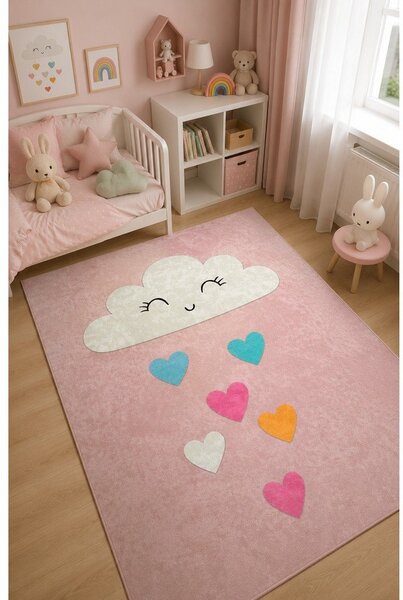 Розов детски килим подходящ за пране 100x160 cm Clouds – Mila Home