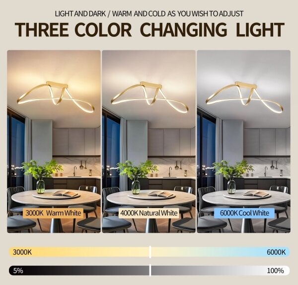 Brilagi-LED Плафон с възможност за димиране TWISTER LED/60W/230V 3000-6000K златен+ДУ