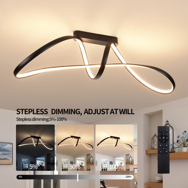 Brilagi-LED Димируем повърхностно монтиран полилей TWISTER LED/60W/230V 3000-6000K черен+ДУ