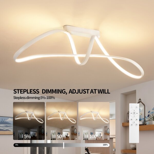 Brilagi-LED Димируем плафон TWISTER LED/60W/230V 3000-6000K бял+ДУ