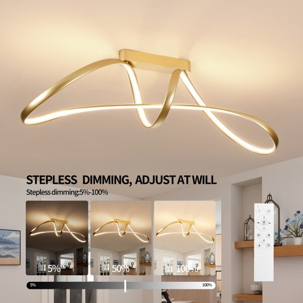Brilagi-LED Плафон с възможност за димиране TWISTER LED/60W/230V 3000-6000K златен+ДУ