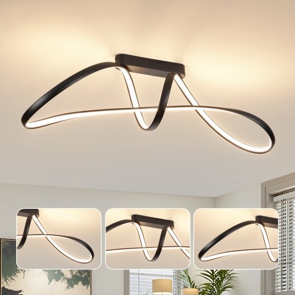Brilagi-LED Димируем повърхностно монтиран полилей TWISTER LED/60W/230V 3000-6000K черен+ДУ