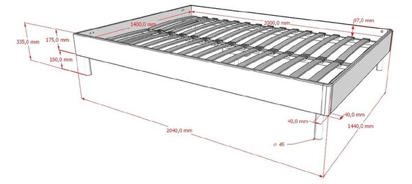 Двойно легло 140x200 cm от масивен дъб без табла с включена подматрачна рамка в естествен цвят Forrest – Vipack