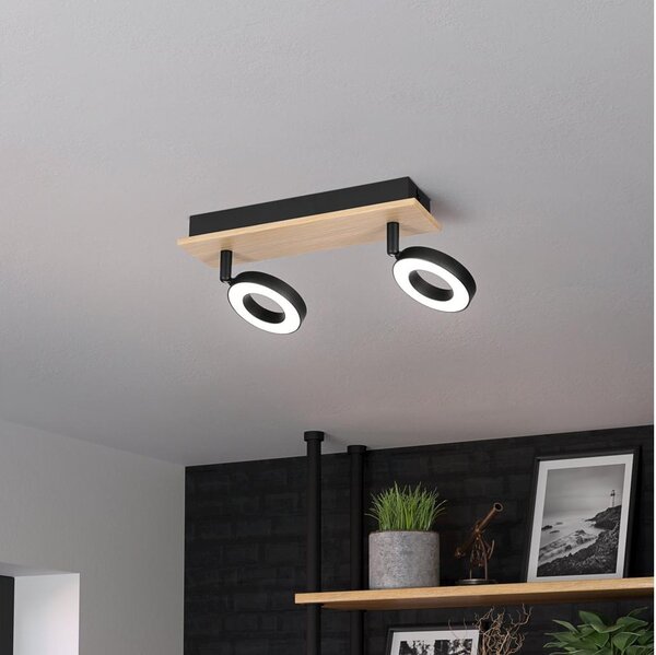 Eglo 901203 - LED точково осветително тяло RIELVES 2xLED/4,2W/230V черно/кафяво