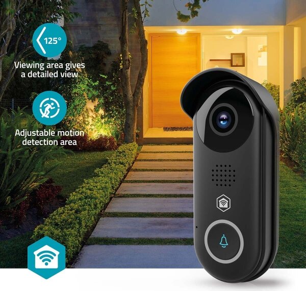 Nedis WIFICDP11BK - Умен видео звънец със сензор 5V Full HD 1080p IP54 Wi-Fi Tuya