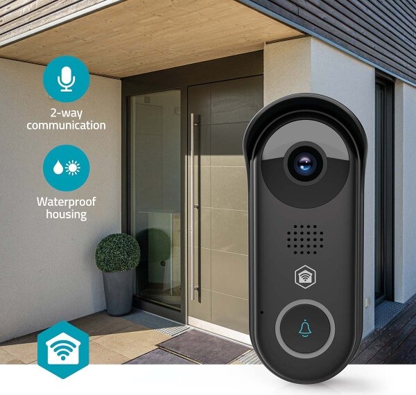Nedis WIFICDP11BK - Умен видео звънец със сензор 5V Full HD 1080p IP54 Wi-Fi Tuya