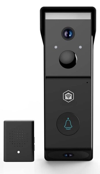 Nedis WIFICDP31BK - видео звънец със сензор, 4400 mAh, 2× Full HD 1080p, IP54, Wi-Fi, Tuya