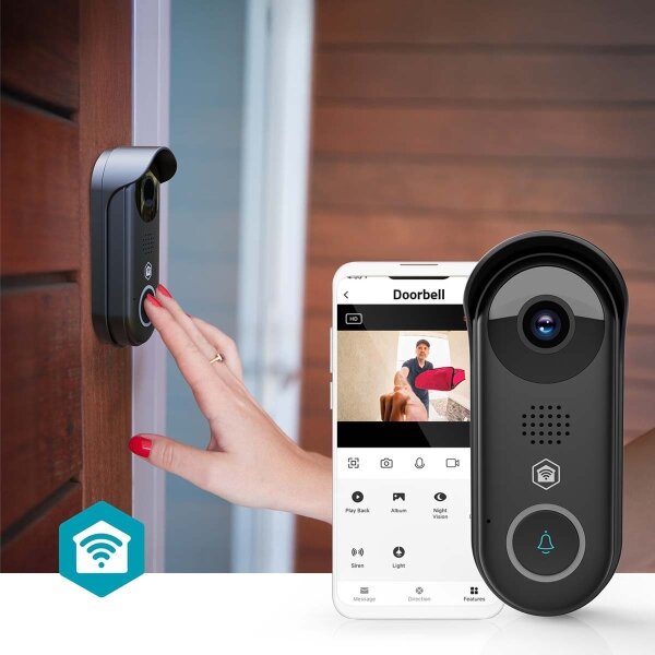 Nedis WIFICDP11BK - Умен видео звънец със сензор 5V Full HD 1080p IP54 Wi-Fi Tuya
