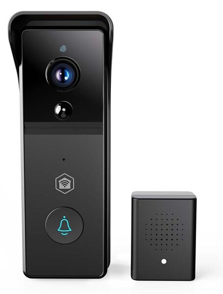 Nedis WIFICDP21BK - Видеозвънец със сензор 4400 mAh Full HD 1296p IP44 Wi‑Fi Tuya
