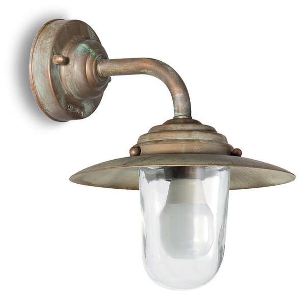 Moretti Luce Външна стенна лампа Chalet височина 26cm месинг антик/ясен, Затъмняване, Бронзов / античен месинг, Метал, Античен