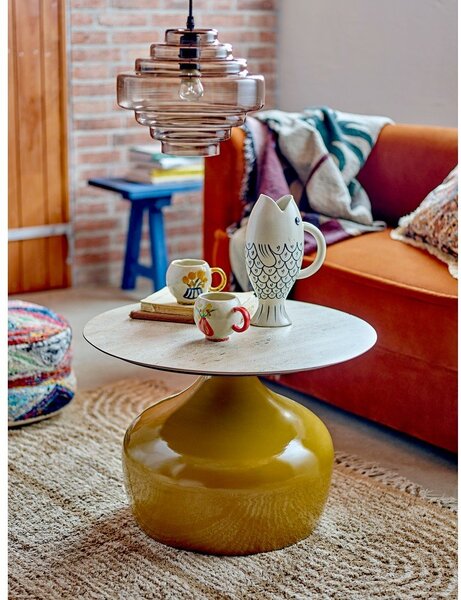 Жълта кръгла масичка за кафе с керамичен плот ø 60 cm Lecco – Bloomingville