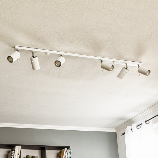 SOLLUX LIGHTING Таванна лампа Round, бяла, шестлампена линейна, Затъмняване, Бял, Дневна/трапезария, Метал, Модерен