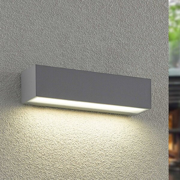 Arcchio LED външна стенна лампа Lengo, 25 cm, 1-flg., сива, CCT, Сив, Алуминий, Модерен