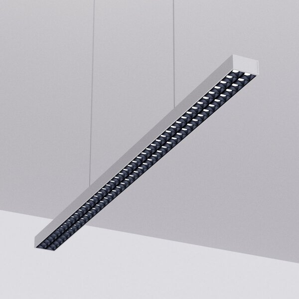 Arcchio LED офис висяща лампа Jolinda, сребърна, 118cm, нагоре/надолу, Сив, кабинет / офис, Метал, Модерен
