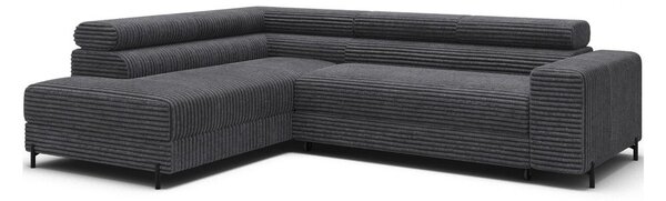 Тъмносив ъглов диван от рипсено кадифе (ляв ъгъл/L форма) Colesio – ELTAP