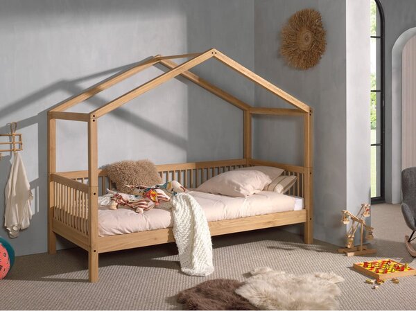 Детско легло тип къща от масивен дъб в естествен цвят 90x200 cm Forrest – Vipack