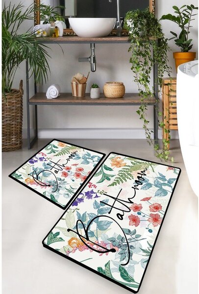 Килими за баня в комплект 2 бр. 60x100 cm Green In Flower – Foutastic