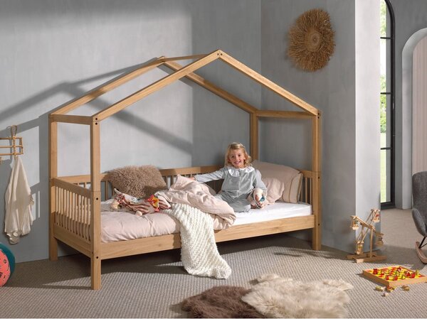 Детско легло тип къща от масивен дъб в естествен цвят 90x200 cm Forrest – Vipack