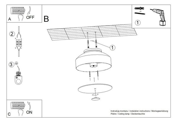 Синьо стоманено осветително тяло за таван ø 30 cm Omiq – Sollux
