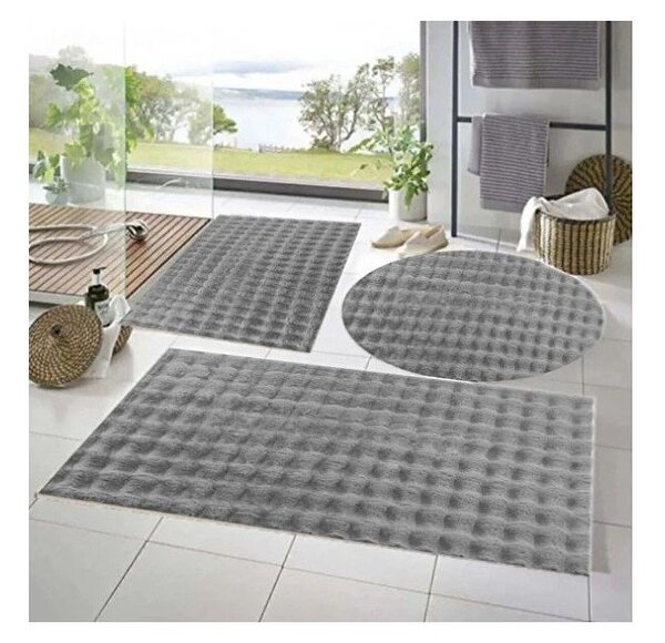 Сиви килими за баня в комплект 3 бр. 60x100 cm Powder – Mila Home