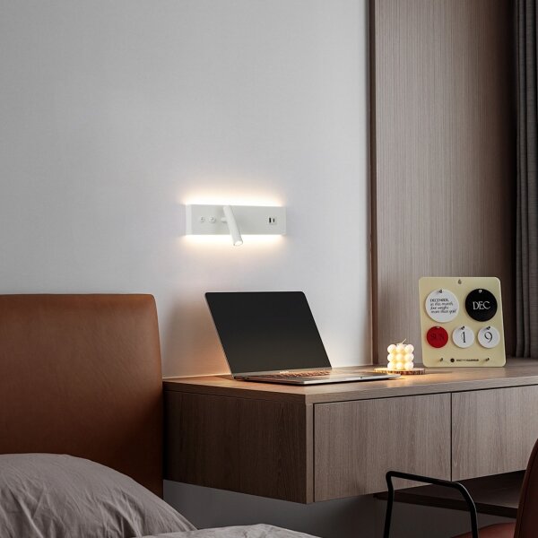 Brilagi-LED Стенно точково осветително тяло с USB порт NOCTIS LED/3W/230V+LED/9W бяло