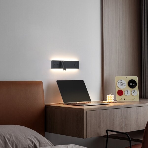 Brilagi-LED Стенно точково осветително тяло с USB порт NOCTIS LED/3W/230V+LED/9W черно