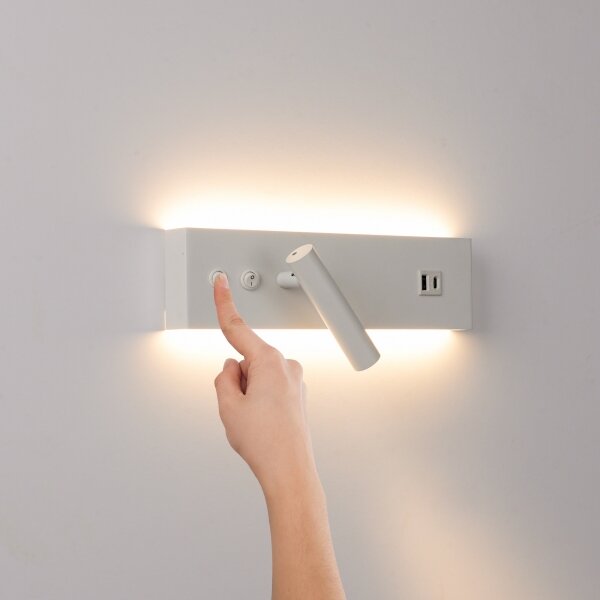 Brilagi-LED Стенно точково осветително тяло с USB порт NOCTIS LED/3W/230V+LED/9W бяло