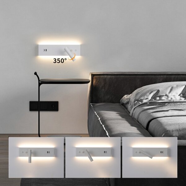 Brilagi-LED Стенно точково осветително тяло с USB порт NOCTIS LED/3W/230V+LED/9W бяло