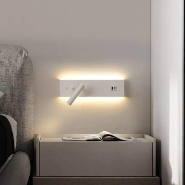 Brilagi-LED Стенно точково осветително тяло с USB порт NOCTIS LED/3W/230V+LED/9W бяло