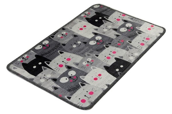 Сив килим за баня 40x60 cm Meow – Foutastic