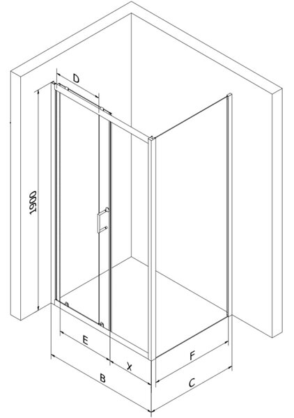 Mexen Apia разтегателна душ кабина 120 x 90 см, прозрачна, хром + тънък