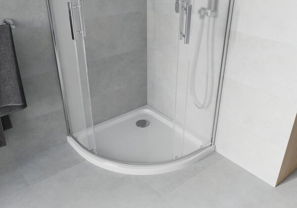 Mexen Rio кръгла душ кабина 80 x 80 см, мразовито стъкло, хром + подложка Flat