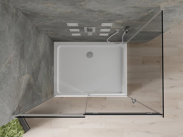 Mexen Omega раздвижна душ кабина 100 x 90 см, графит, хром + тава Flat, бяла