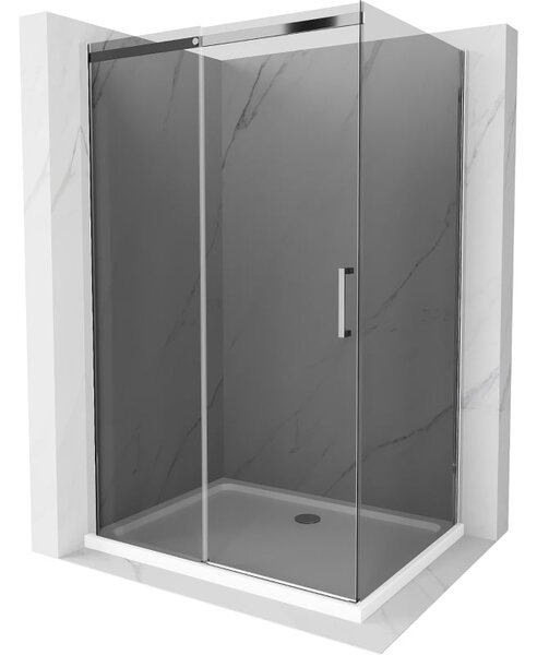 Mexen Omega раздвижна душ кабина 100 x 90 см, графит, хром + тава Flat, бяла