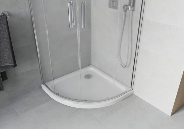 Mexen Rio кръгла душ кабина 80 x 80 см, мразовито стъкло, хром + подложка Flat
