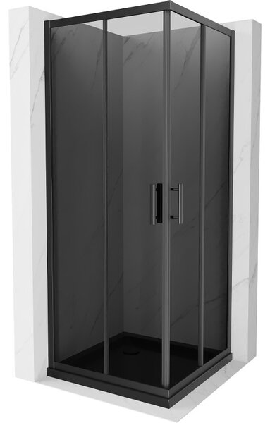 Mexen Rio квадратна душ кабина 80 x 80 см, графит, черна + поддушово корито Flat