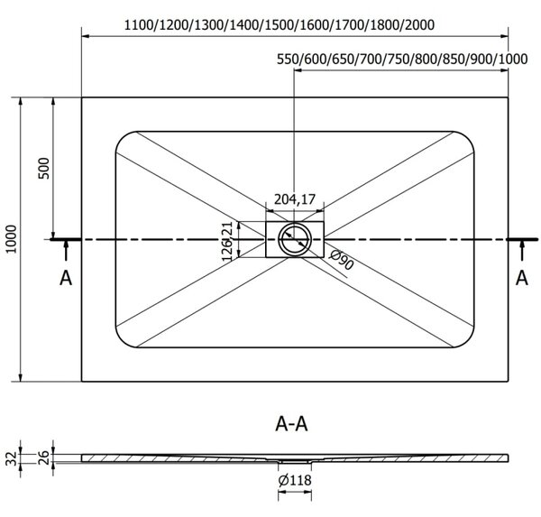 Mexen Hugo правоъгълна душ тава SMC 110 x 100 см, бяла - 42101011