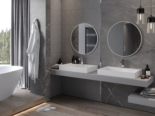 Mexen Loft окръгло огледало за баня 70 см, бяла рамка - 9850-070-070-000-20