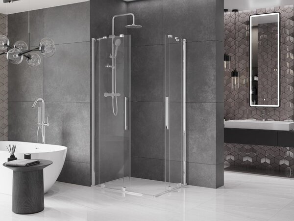 Mexen Velar Душ кабина Duo с плъзгащи се врати 90 x 80 см, прозрачна, хром