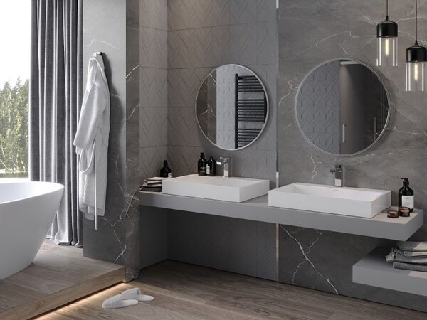 Mexen Loft кръгло огледало за баня 70 см, рамка инокс - 9850-070-070-000-10