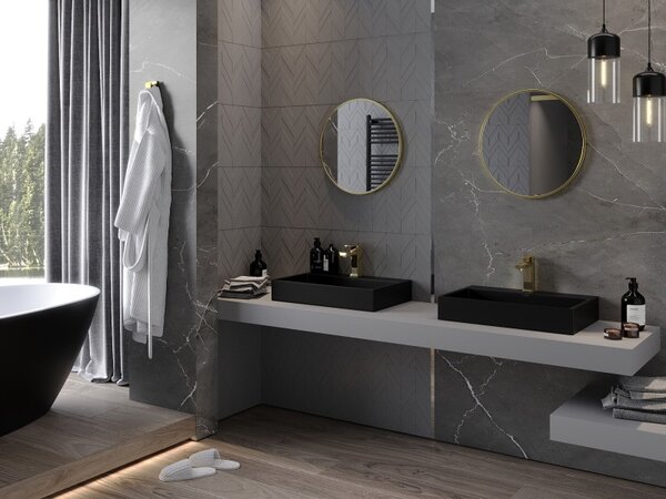 Mexen Loft огледало за баня кръгло 40 см, златна рамка - 9850-040-040-000-50