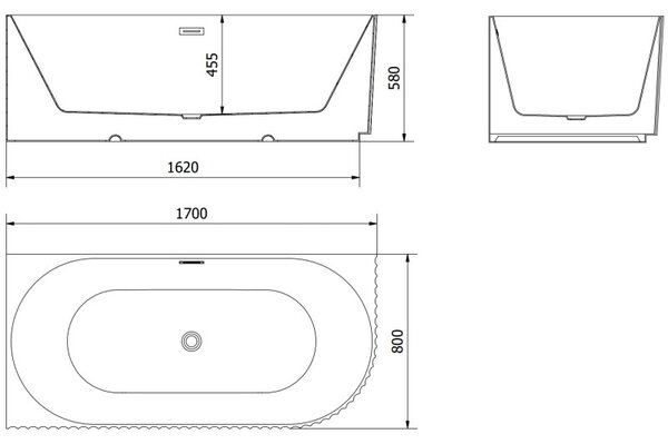 Mexen Gia свободностояща ъглова вана с текстура в ляво 170 x 80 см, черна мат, черно преливане - 52701708071L-70
