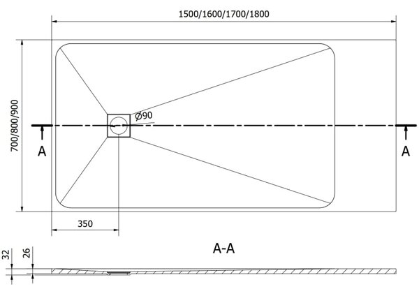 Mexen Bert правоъгълна душ корито SMC 160 x 90 см, бял - 4K109016